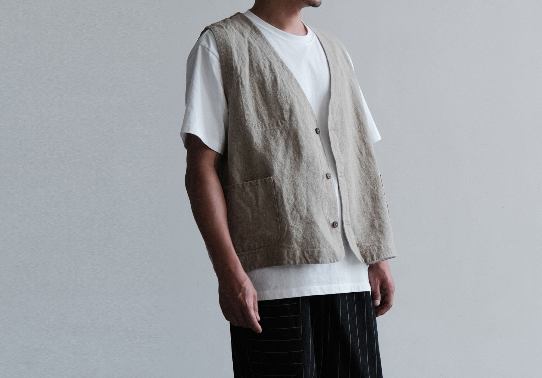 edoa Heavy Weight Flax Linen Vest