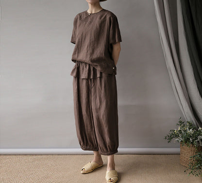 edoa Minimalist Thin Ramie Blouse 