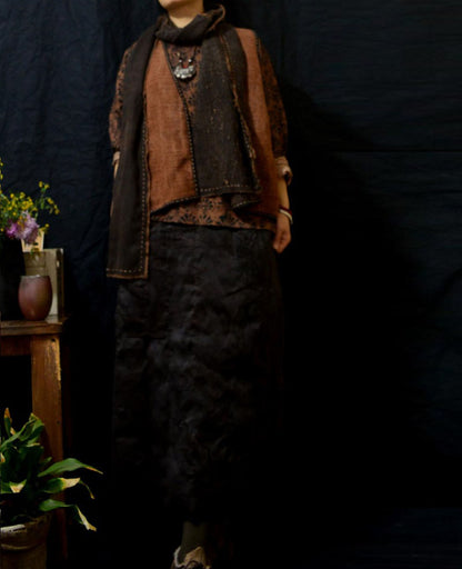 edoa Reversible Mud Hand Spun Tussah Silk V-neck Vest