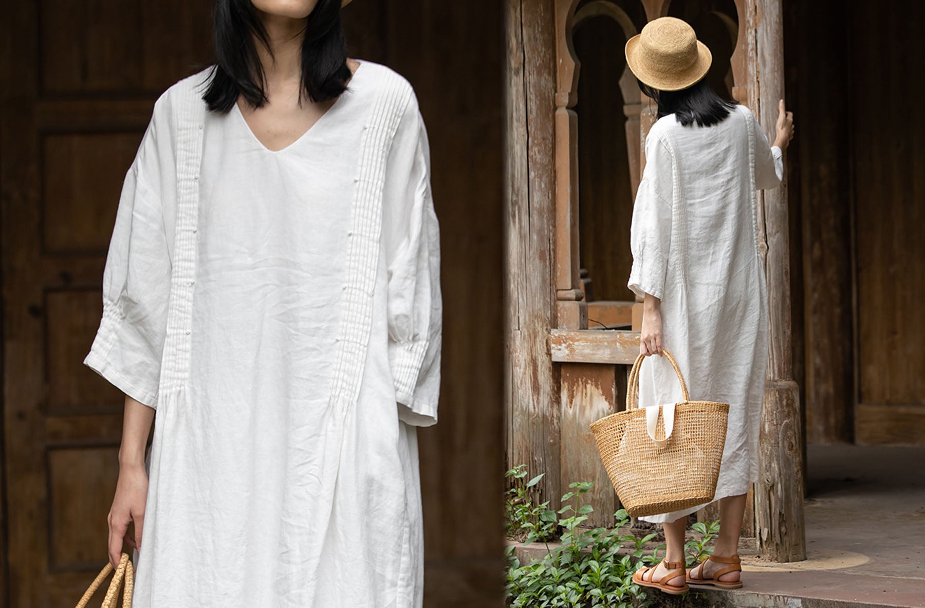 edoa pintucked linen dress