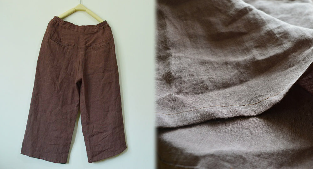 Washed Linen Wide Leg Trousers pa0115 779