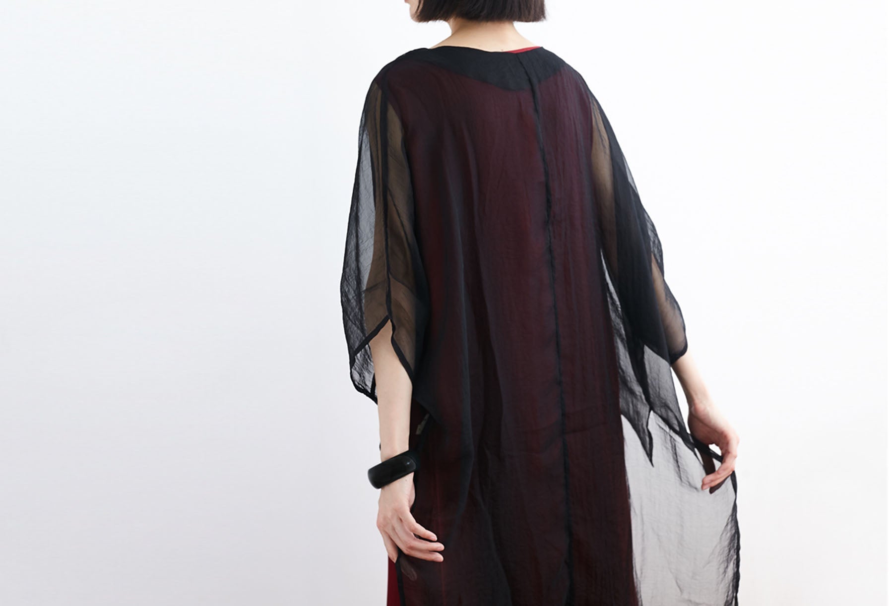 edoa Oversized Silk Chiffon V-neck Gypsy Blouse