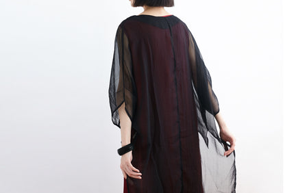edoa Oversized Silk Chiffon V-neck Gypsy Blouse