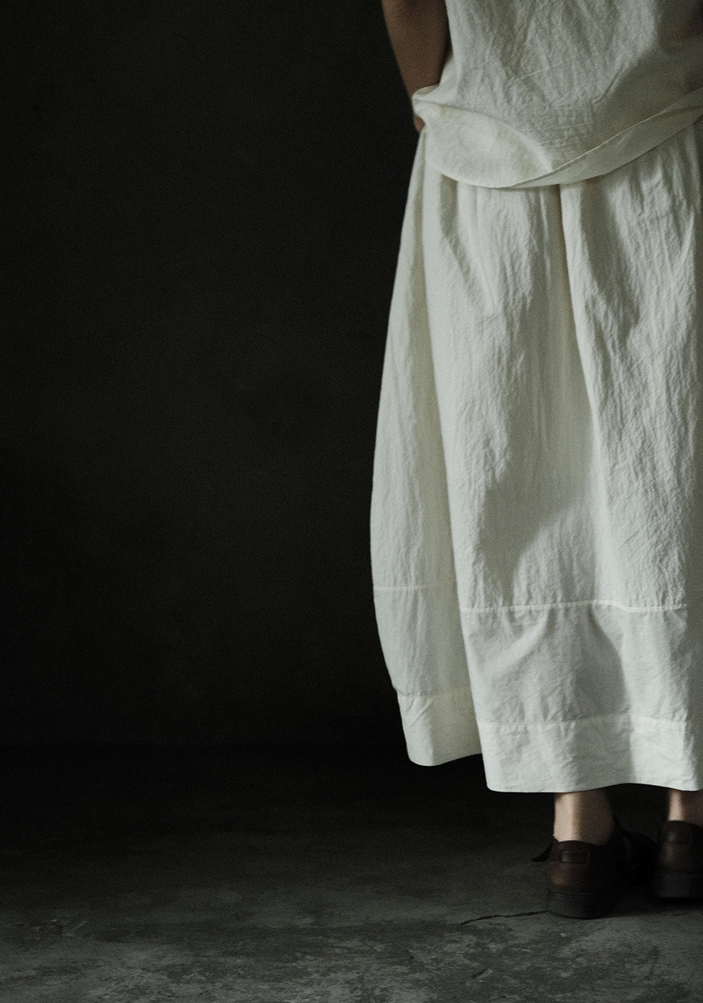 edoa Crinkled Paper Cotton Gathered Lantern Skirt 