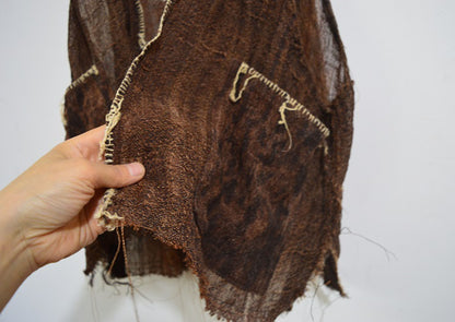 Loose Fitting Plant Dyed Hand Woven Linen Vest to0026 A857