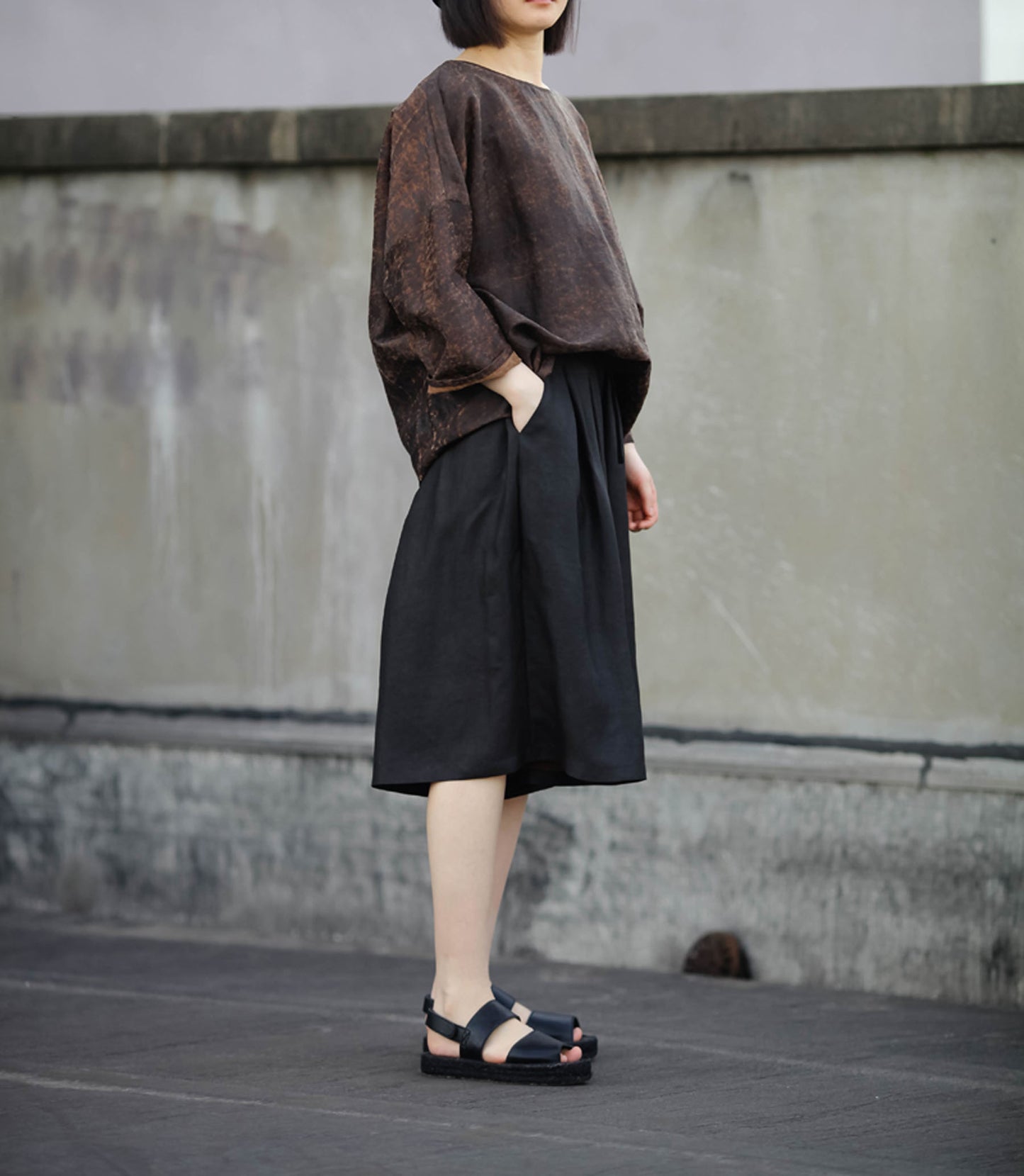 edoa Distressed Mud Silk Shirt 