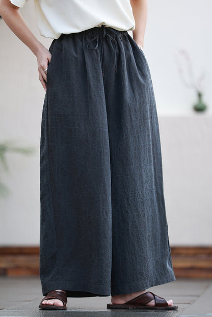 edoa Cracked Mud Silk Wide Leg Pants 