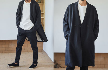 edoa heavy weight washed linen coat