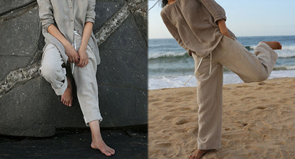 edoa Flax Linen Wide Leg Pants