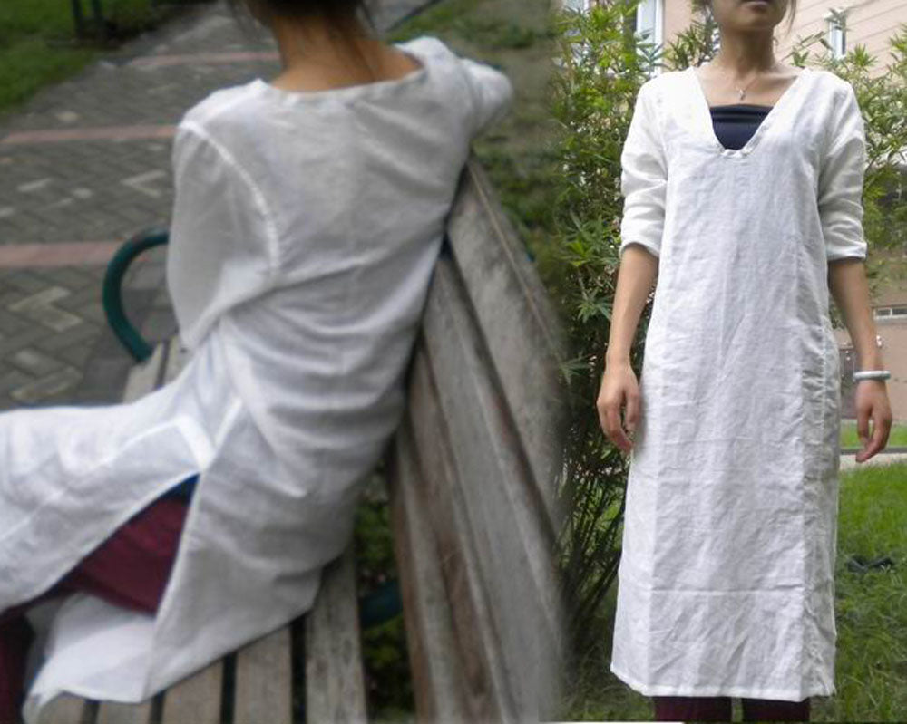 edoa Basic Linen White Tunic