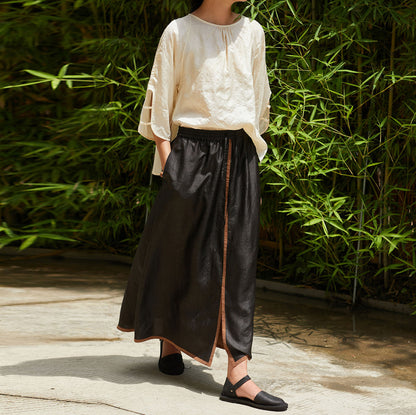 edoa Cracked Mud Silk A Line Skirt