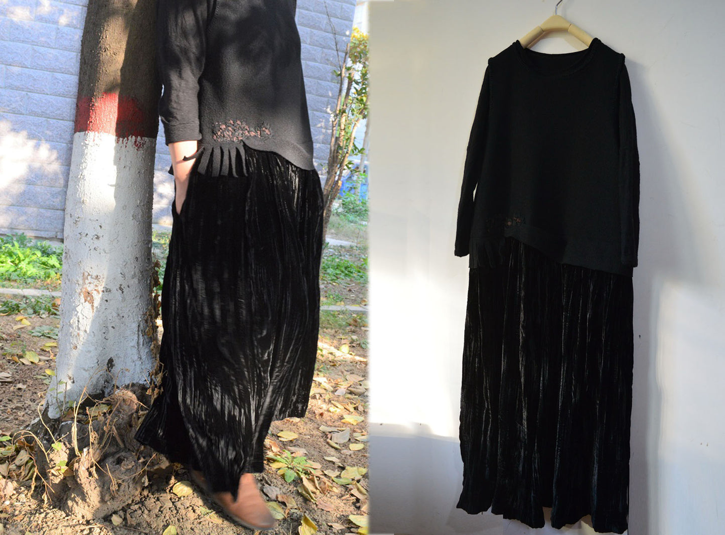 edoa Black Wool And Silk Tank Dress