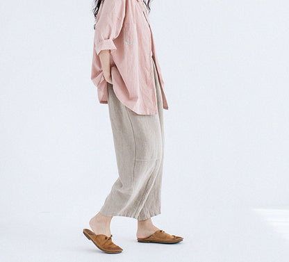 edoa Flax Linen Tapered Pants