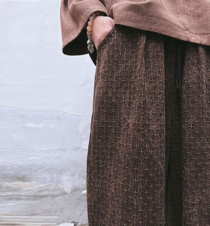 edoa Mud Tussah Silk Jacquard Pleated Pants