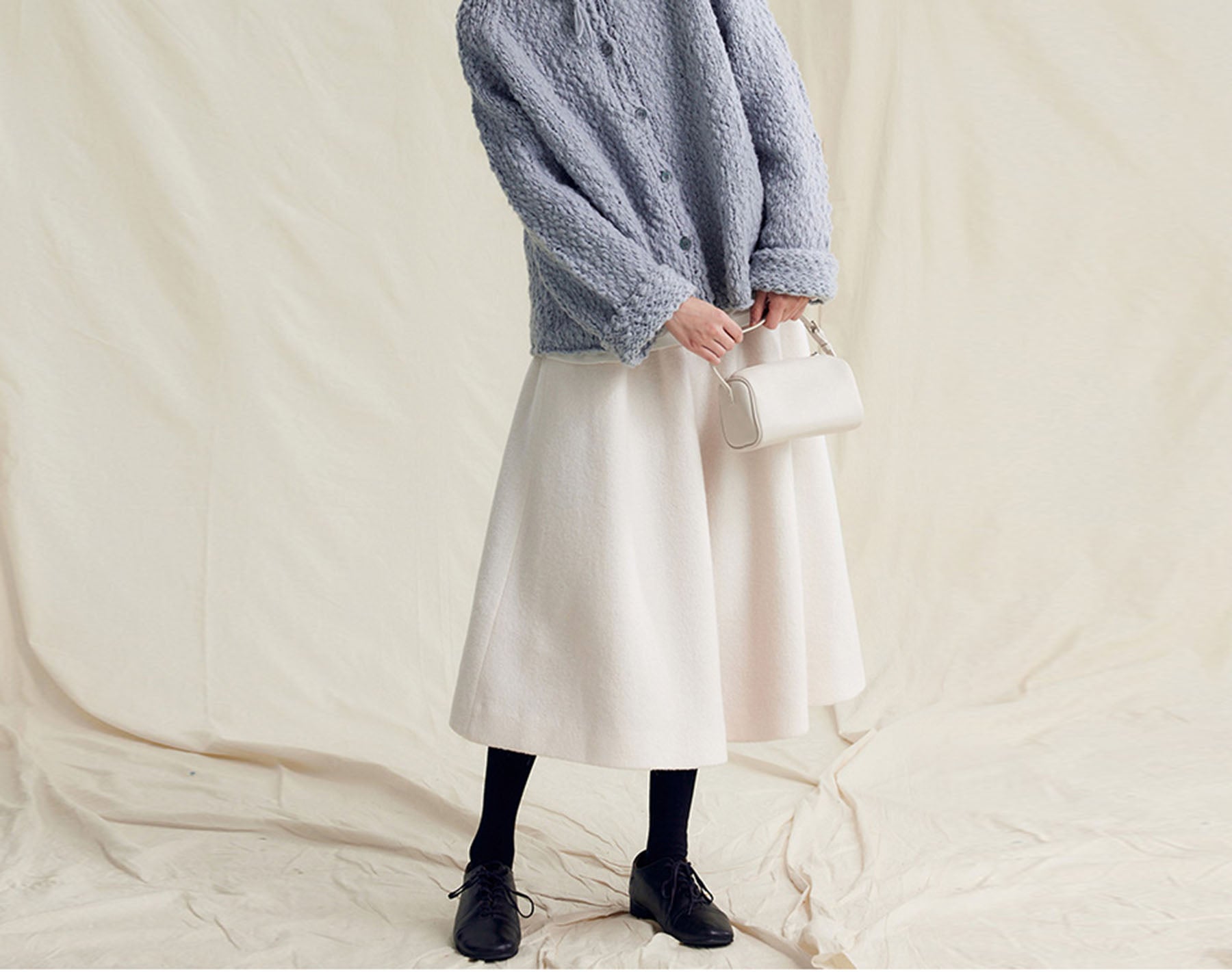 edoa Merino Wool Pleated Fully lined A-line Skirt 