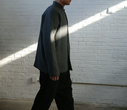 edoa Black Stand Collar Padded Tang Suit