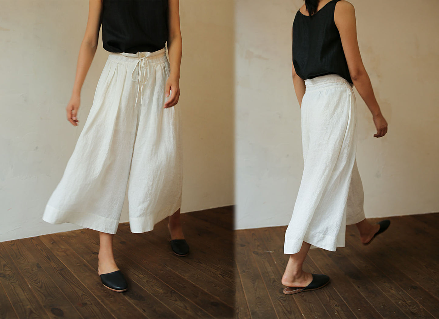 edoa Washed Linen Wide Leg Pants