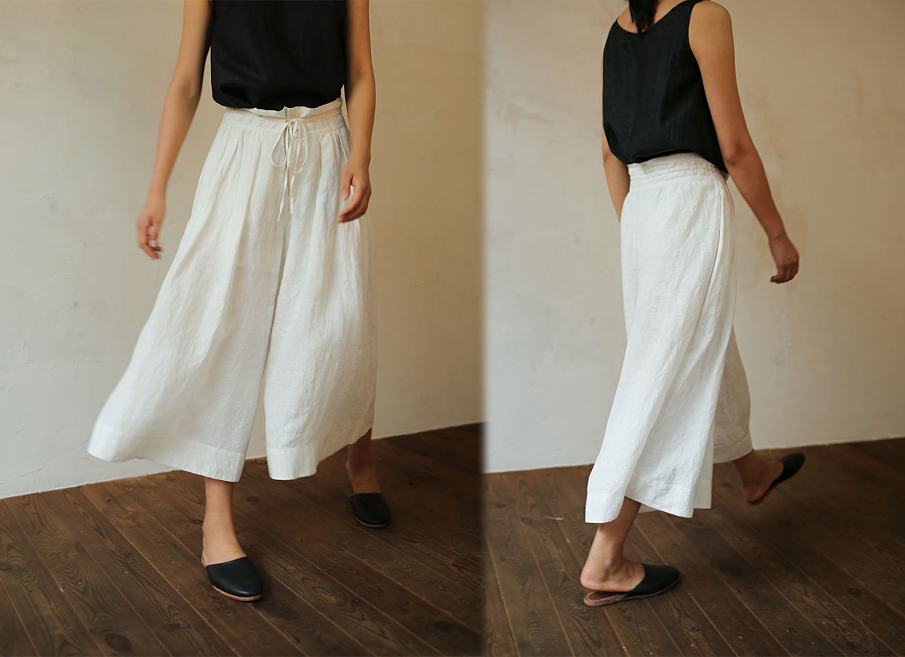 edoa Washed Linen Wide Leg Pants