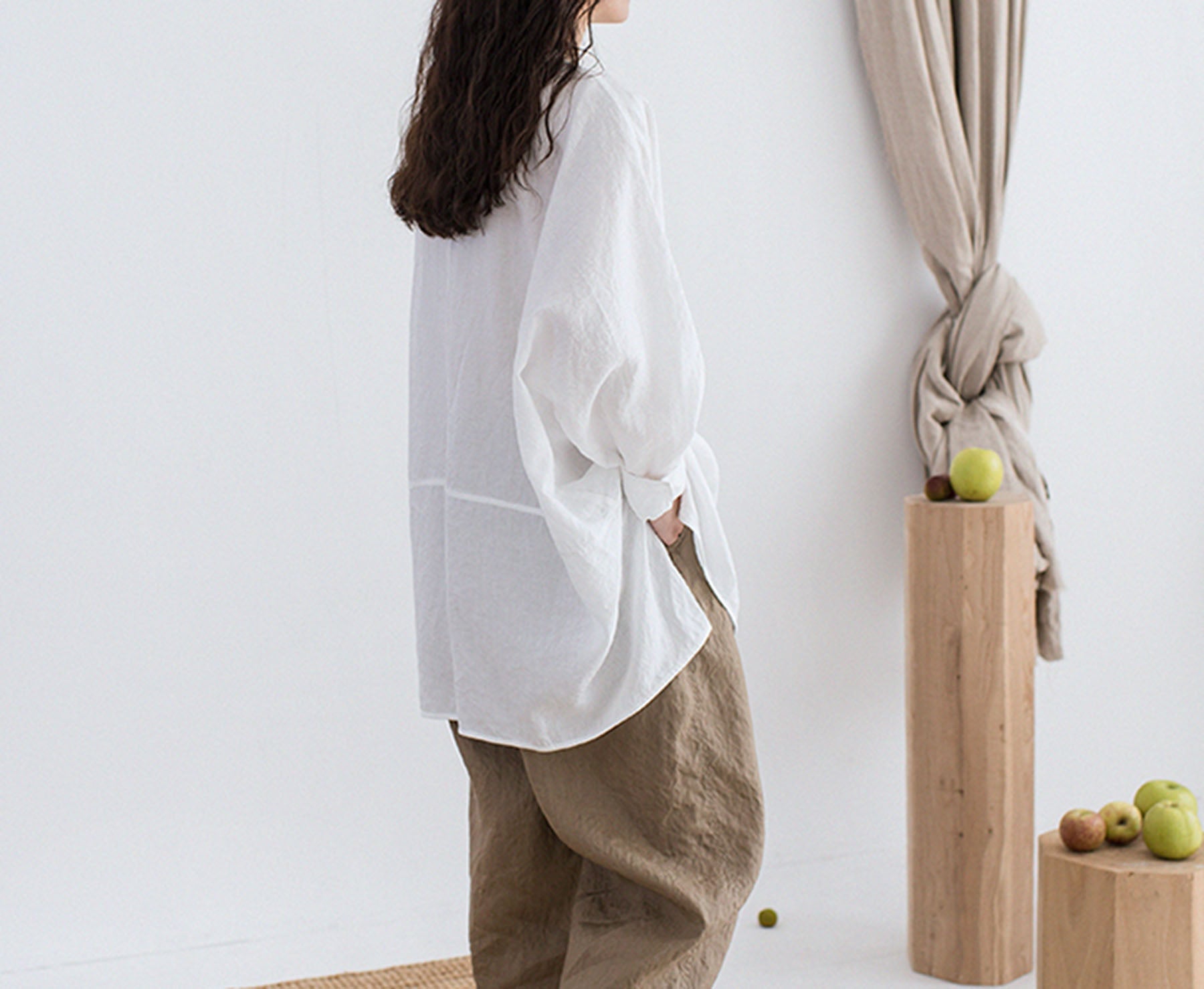 edoa High Count Washed Linen Artist Shirt