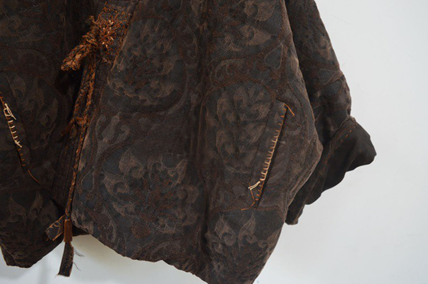 Mud Tussah Silk Jacquard Goose Down Chinese Coat co0187 X035