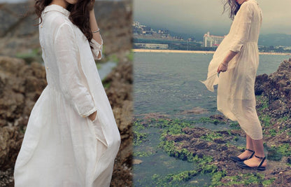 edoa Ramie Dress with inner Sleeveless Dress