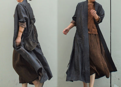 edoa Cracked Mud Silk Duster Coat 