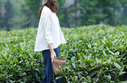 edoa Linen Pintucked Blazer