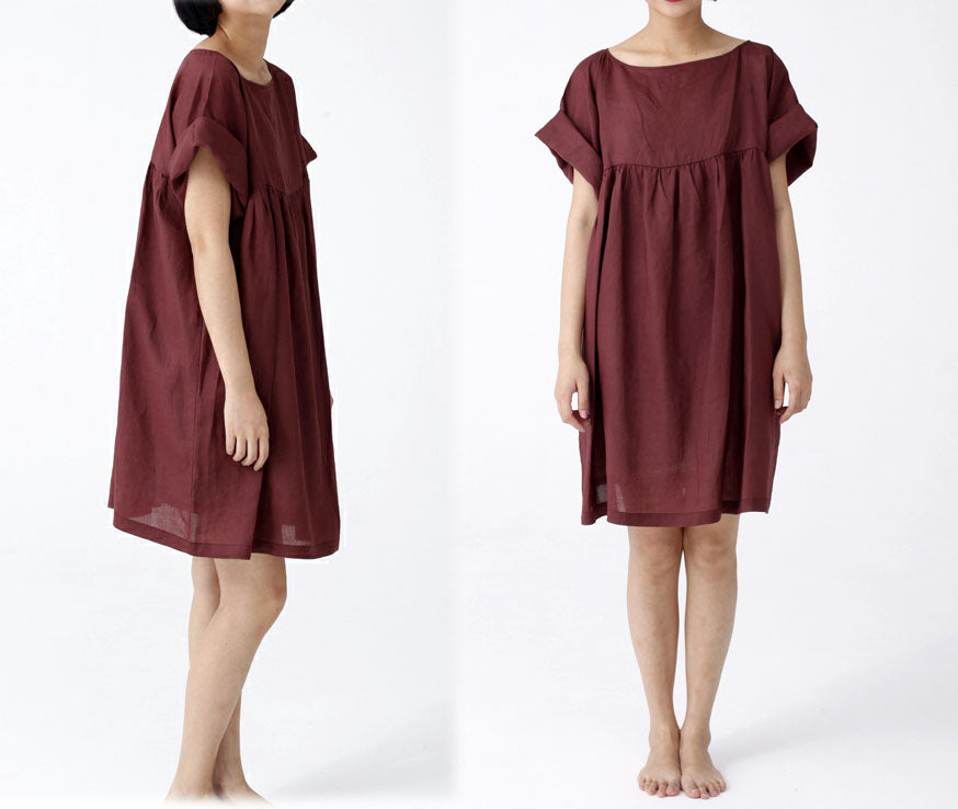 edoa Half Sleeves Gathering Dress