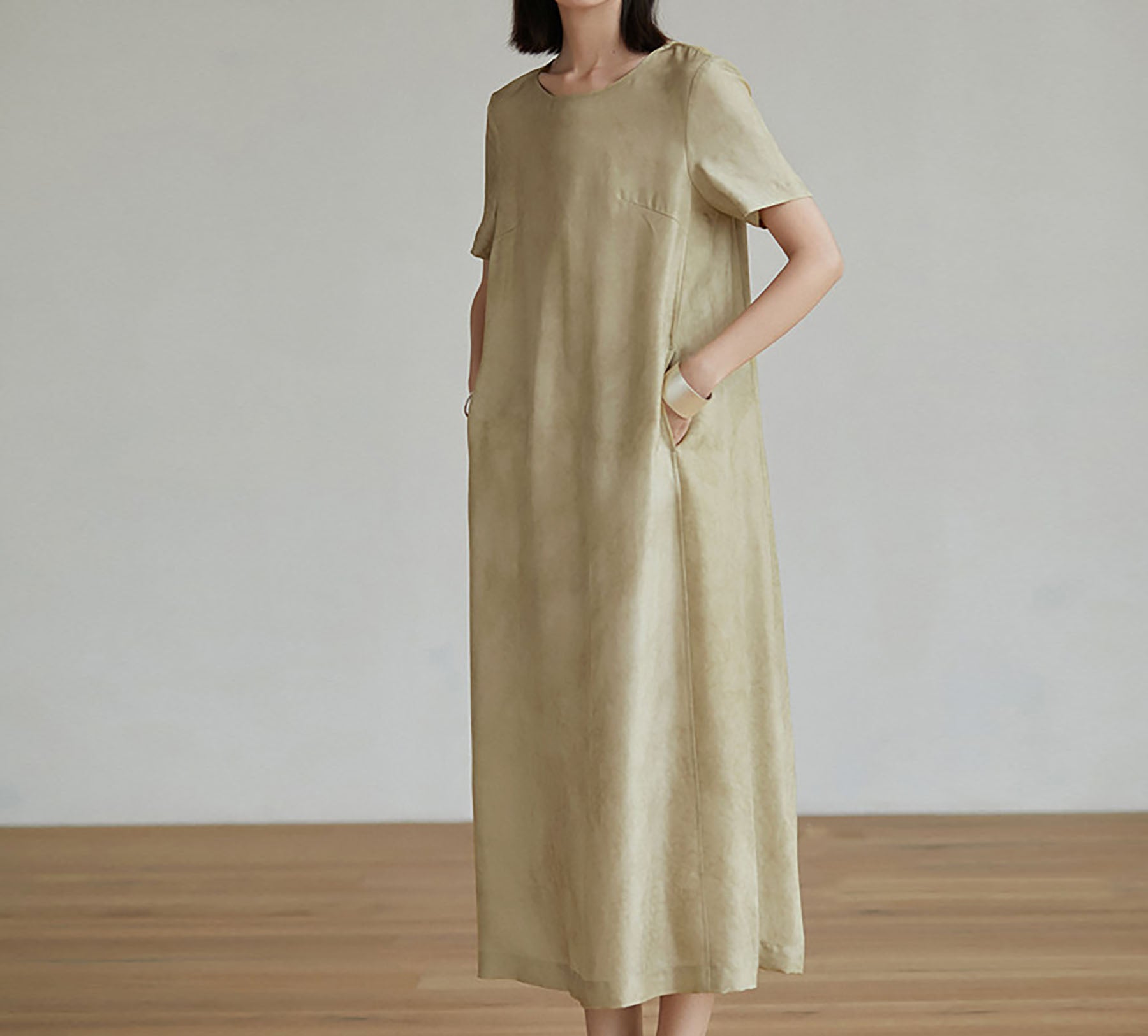edoa Distressed Mulberry Silk A-line Dress