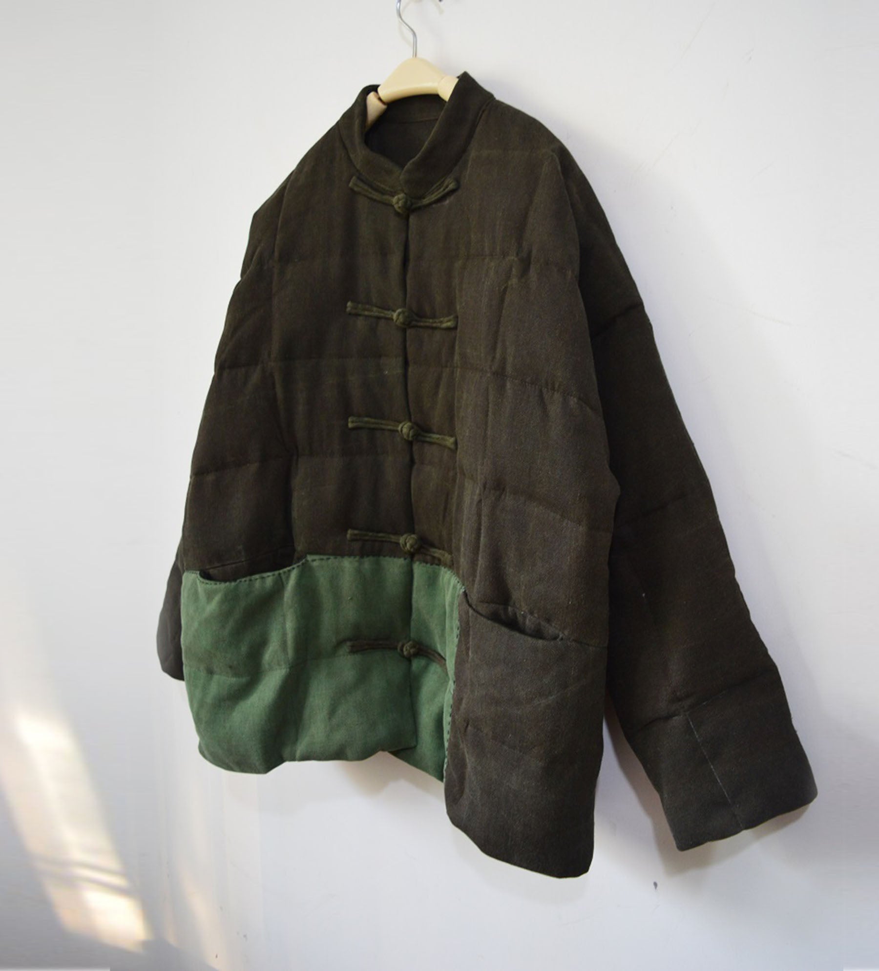 edoa Bi-colour Tussah Silk Goose Down Coat