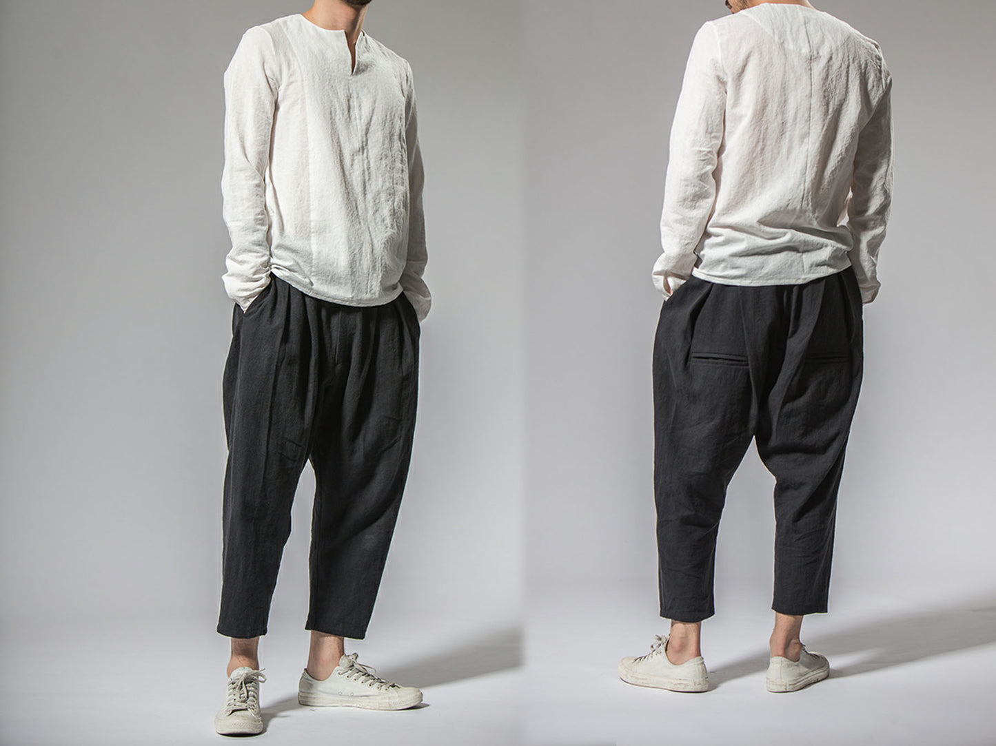 edoa Pleated Linen Cotton Blend Pants