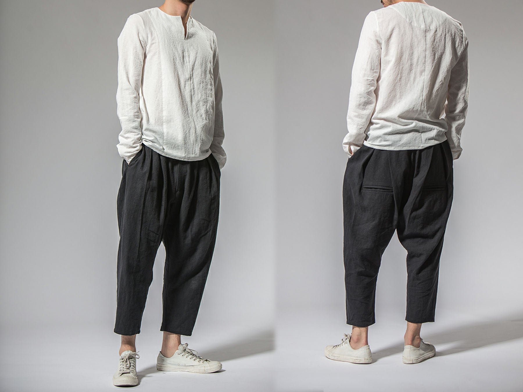 edoa Pleated Linen Cotton Blend Pants