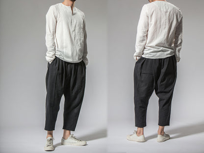 edoa Pleated Linen Cotton Blend Pants