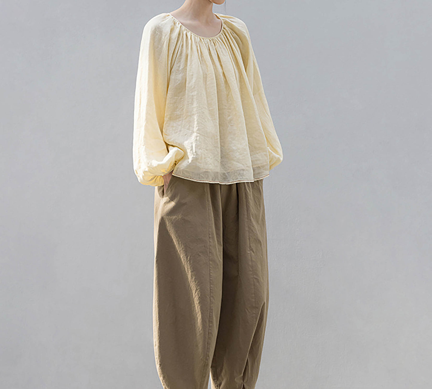 edoa Loose Fitting Double-layer Babydoll Shirt