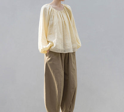 edoa Loose Fitting Double-layer Babydoll Shirt