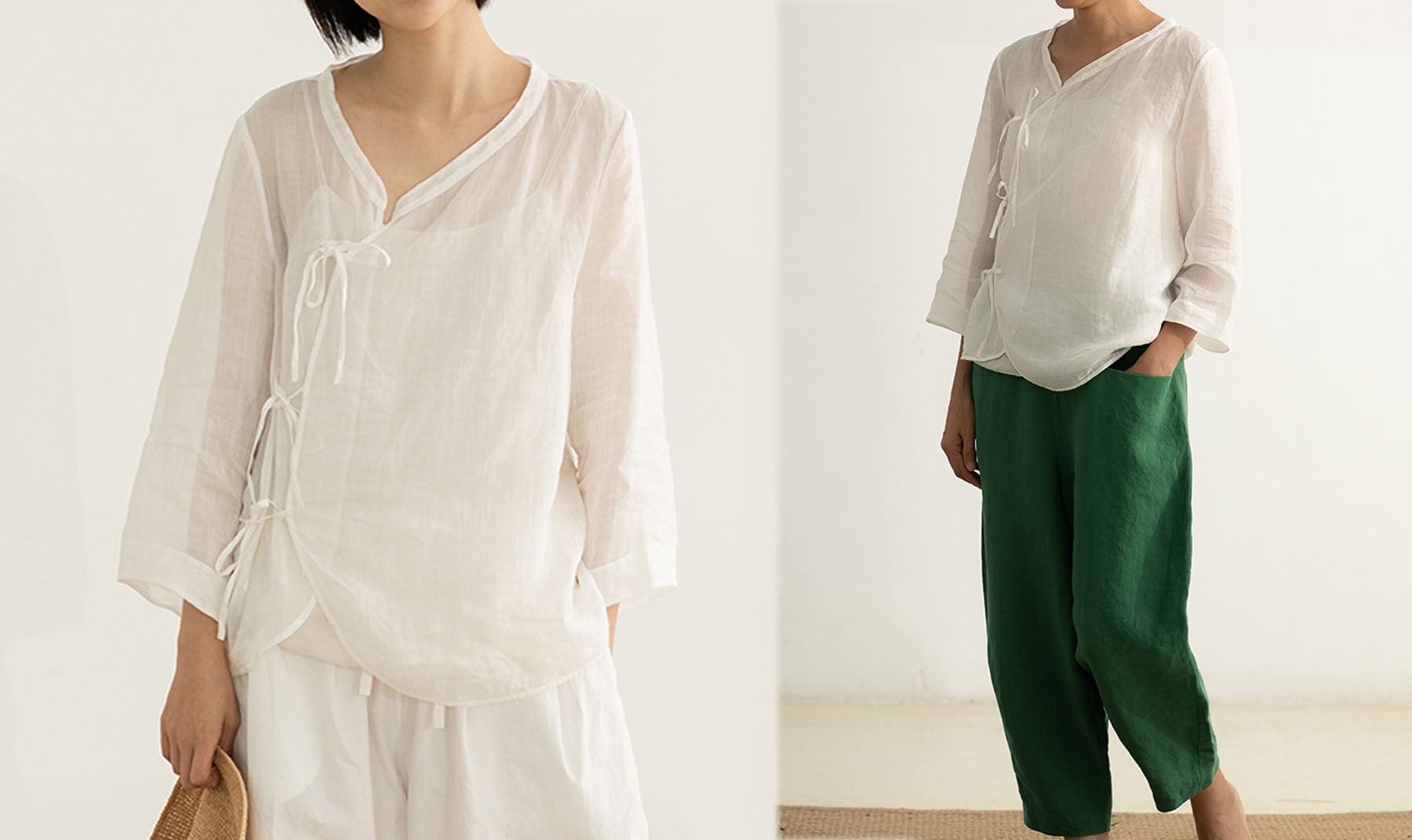 edoa High Counted Ramie Blouse