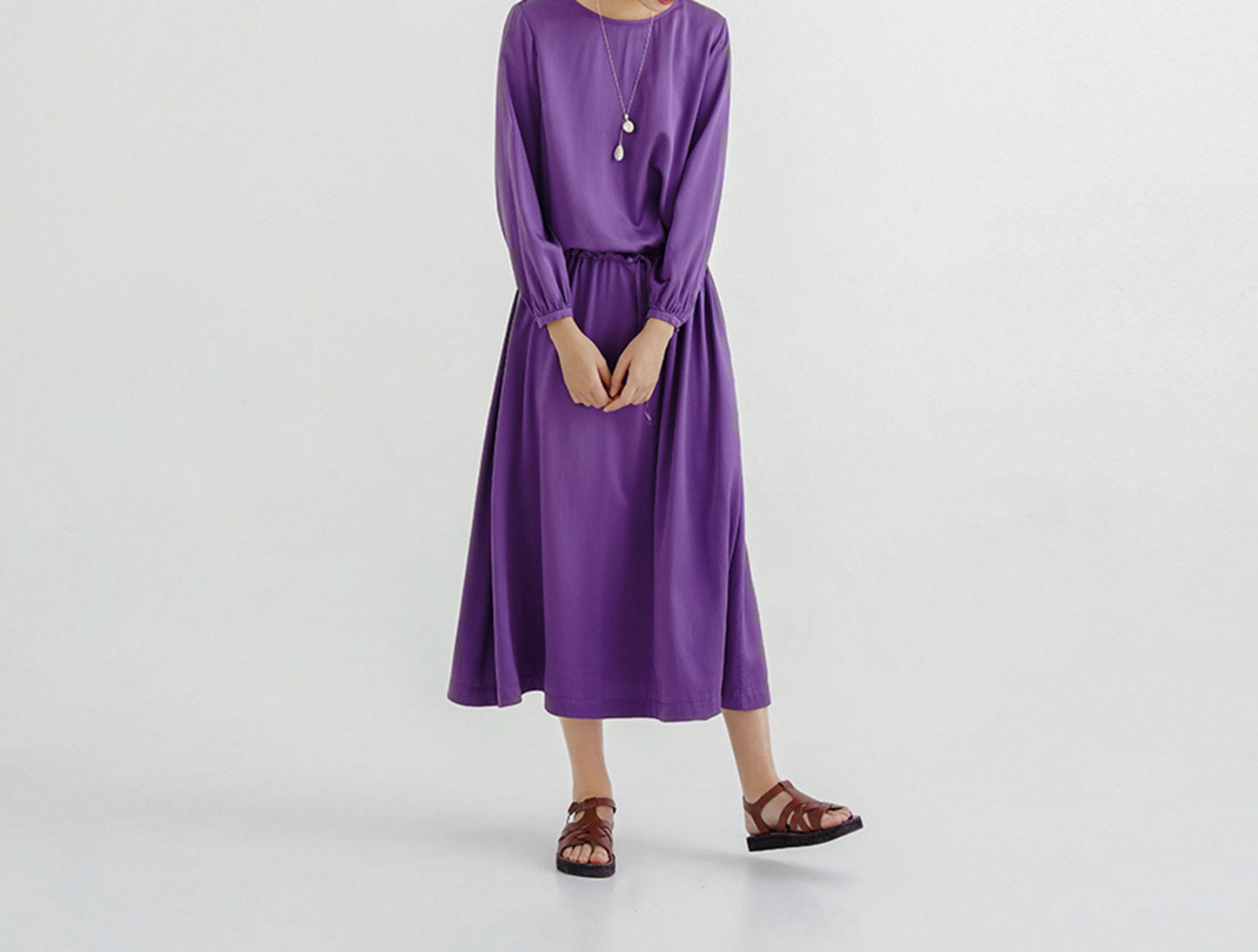 edoa Silk Charmeuse Low Gathered Waist Dress