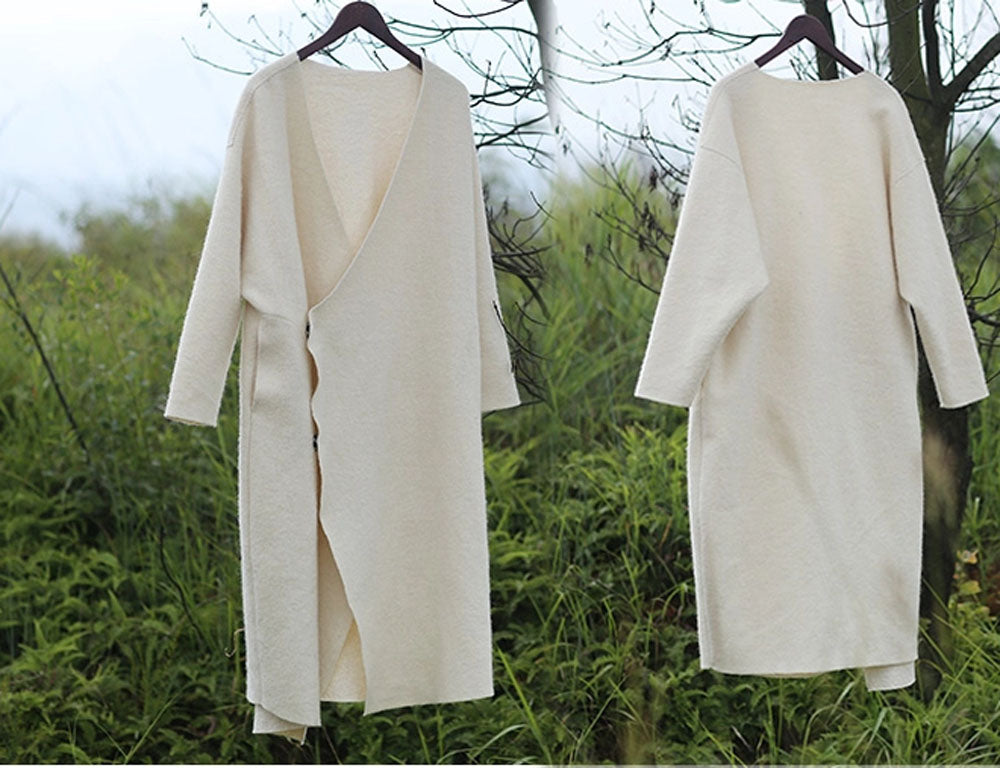 edoa Boiled Wool Long Blanket Coat 