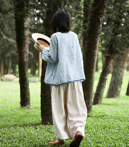 edoa Flax Linen Wide Leg Pants