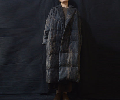 edoa Distressed Goose Down Long Coat
