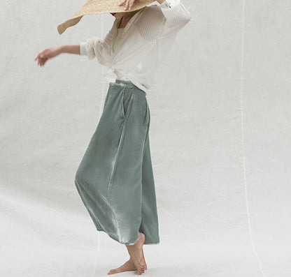 edoa Silk Velvet Wide Leg Pants