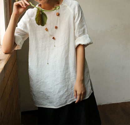 edoa Washed French Linen Tunic Top