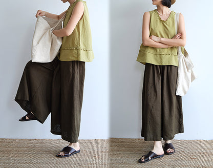 edoa  Linen Wide Leg Pants