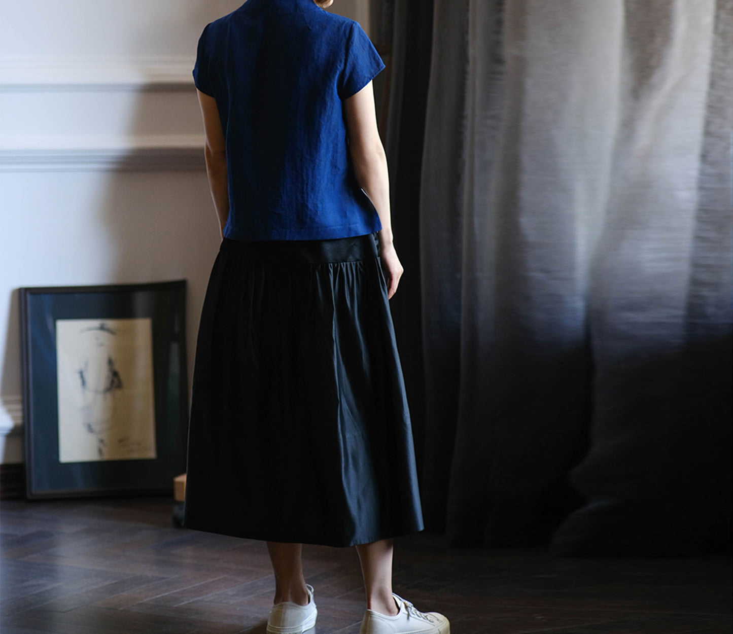 edoa Silk Charmeuse Tiered Skirt with Curved slits
