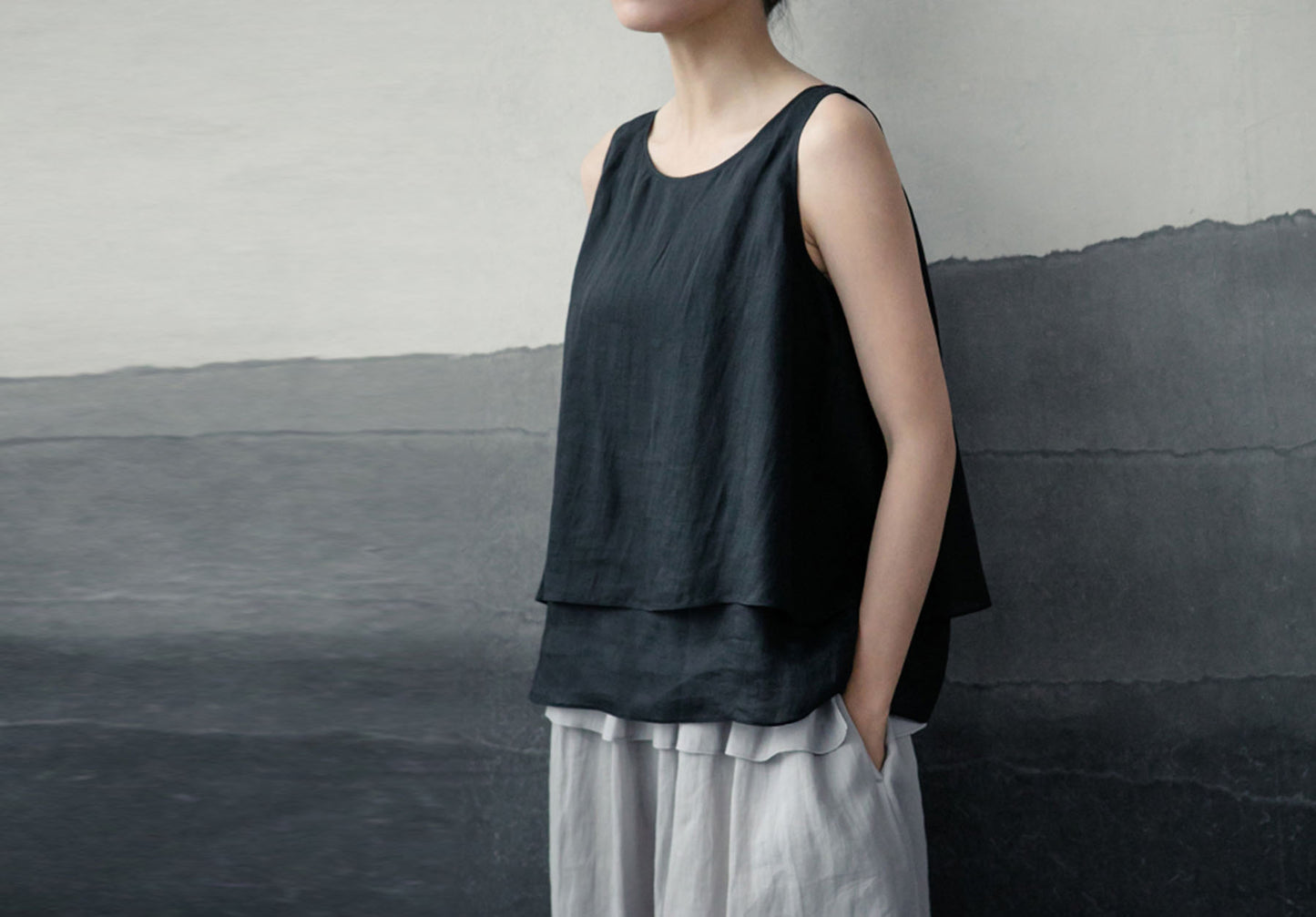 edoa Double-layer Ramie Tank Top