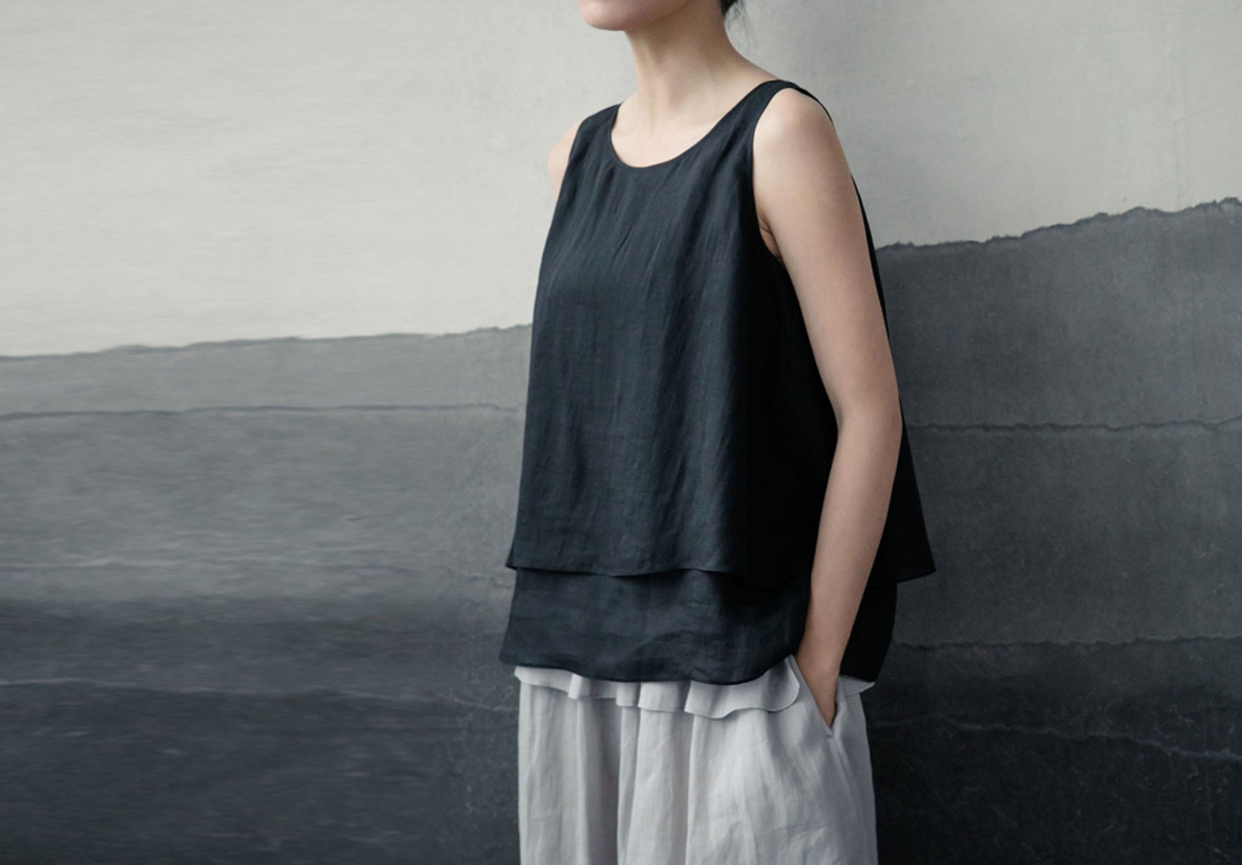 edoa Double-layer Ramie Tank Top