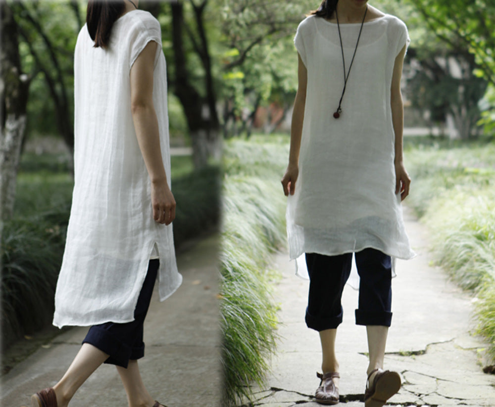 edoa Thin Linen Gauze Layered Tunic 
