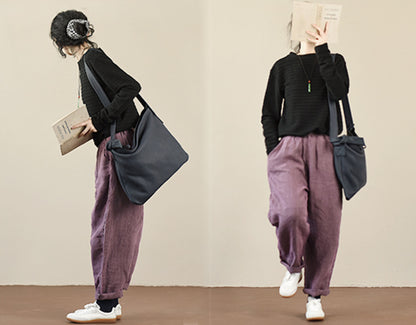 edoa Distressed Crinkled Linen Tapered Boyfriend Pants
