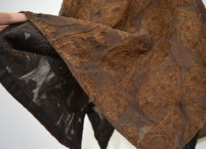 edoa Reversible Mud Silk Linen Blend Jacquard Boho Vest