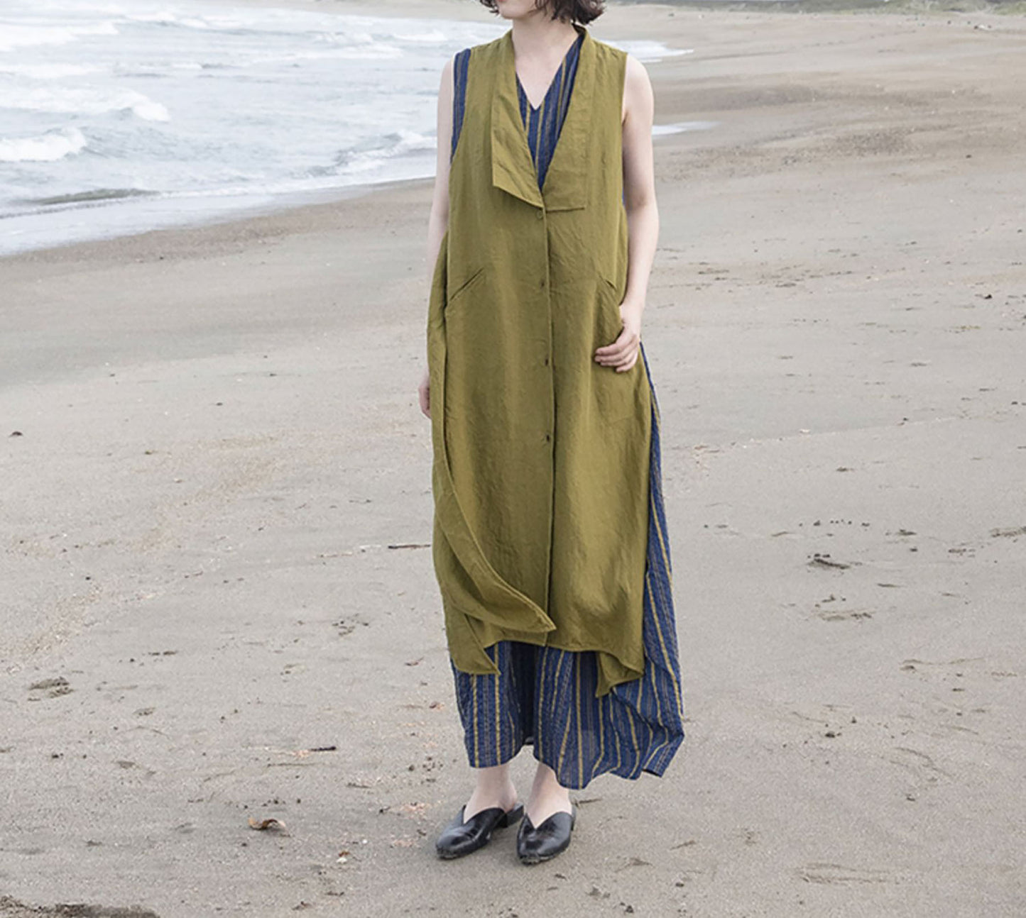 edoa Summer Linen Long Vest
